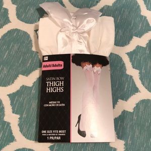 Satin bow thigh highs!
